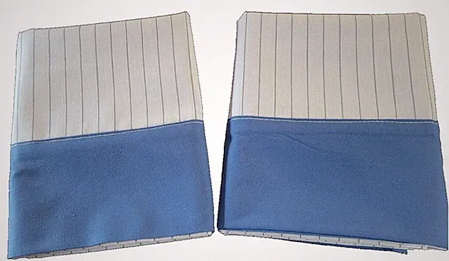 2 Custom Pillowcases, Blue Pinstripe W/dark Blue Cuff. Fits Stan/queen.