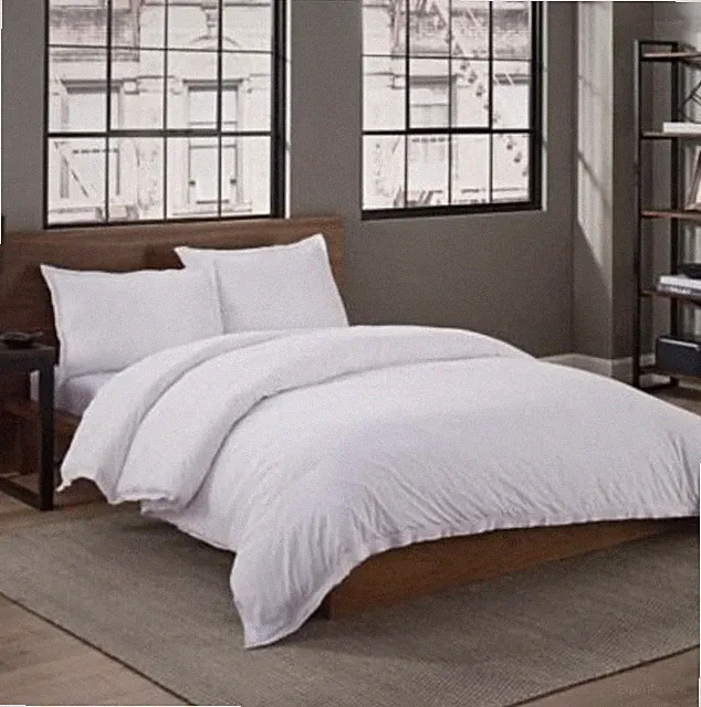 3-Piece Garment Washed Solid King Duvet Cover Set in White