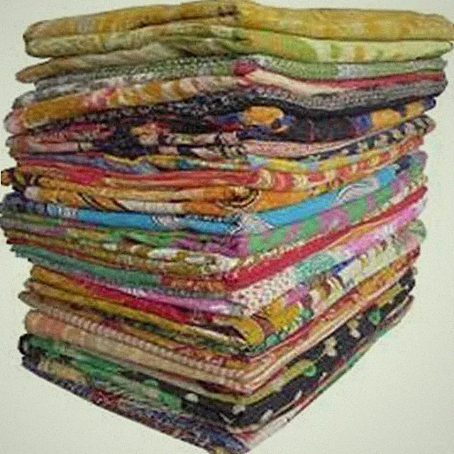 5 Pieces Mix Lot Whole Sale Tribal Kantha Quilts Vintage Cotton Bed Cover Throw