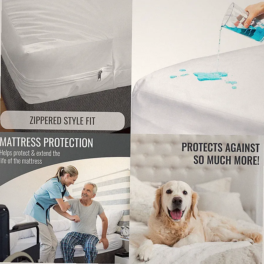 Bed Cover King Size Zippered Fitted Sheet Plastic Mattress Protector Waterproof
