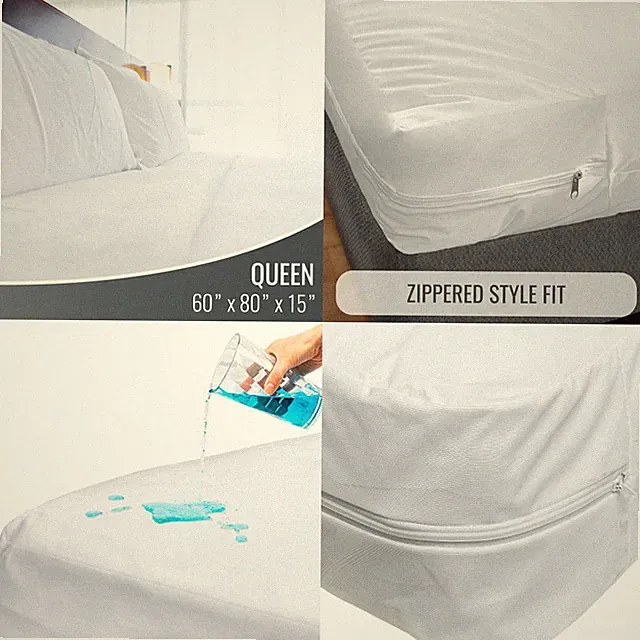 Bed Cover Queen Size Zippered Fitted Sheet Plastic Mattress Protector Waterproof