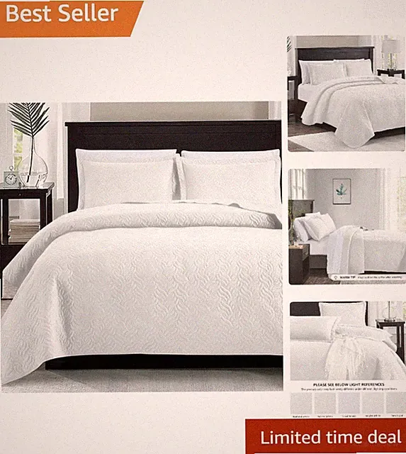 Durable King Size Bedspread Set with Wave Design - Comfort & Style Combined