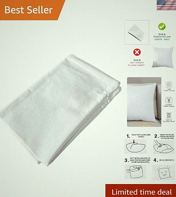 Elegant 100% Cotton White Square Pillowcase - Eco-Friendly & Stylish 18"x18"