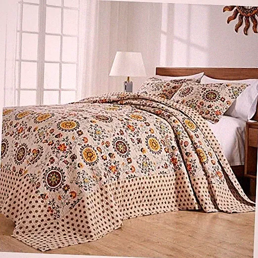 Greenland Home Andorra Cotton Traditional Bedspread 3-Piece King/Cal King Taupe