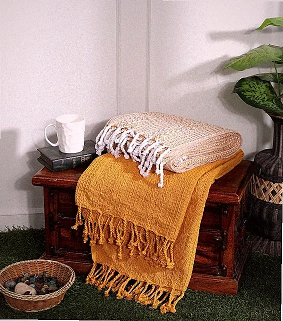 Handwoven Batik Cotton Throw Blankets (Set of 2) | Boho Fringe Sofa Throws 50x60