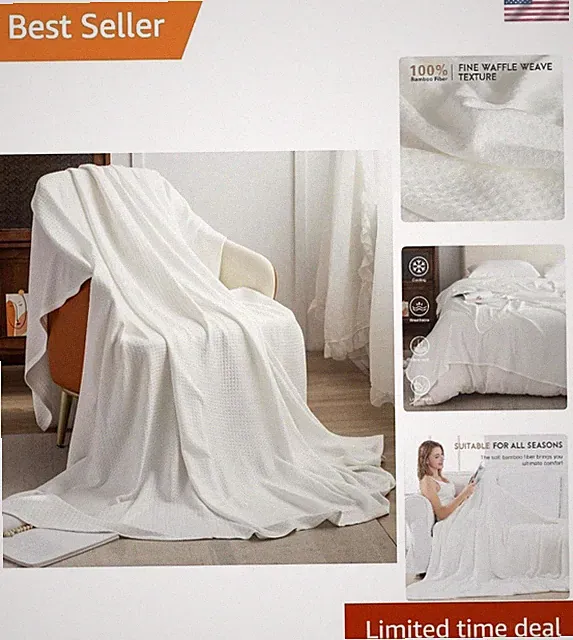 Lightweight Waffle Cooling Blanket King Size - Ultra-Soft Rayon for All Seasons
