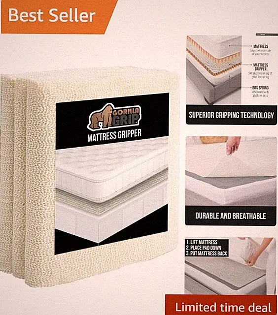 Moisture Resistant Non-Slip Mattress Gripper Pad for Twin Beds - Washable Design