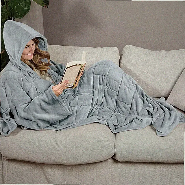 New Ella Jayne Wearable Weighted Snuggle Blanket, 50" x 75" Gray