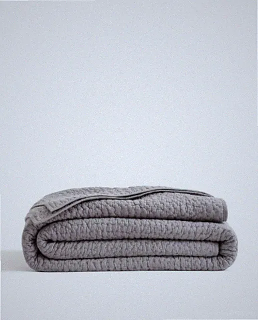 NWT QUINCE ORGANIC COTTON HAND STITCHED QUILT ONLY FULL / QUEEN SLATE MSRP $ 140