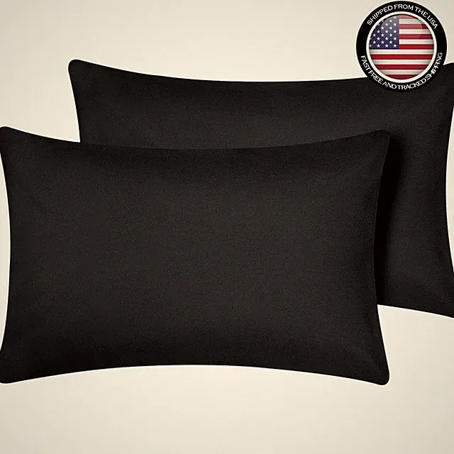 Pack of 2 Toddler Travel Pillow Cases - 100% Egyptian Cotton, Zipper Closure