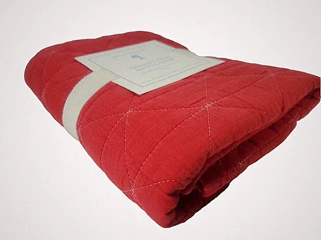Pottery Barn Pillow Sham Hand Quilted Euro PB Kids Garment Dyed RED NEW