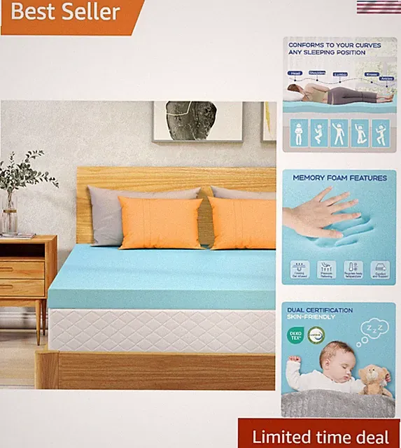 Queen Mattress Topper Cooling Gel Memory Foam Pressure Relief Soft Bedding