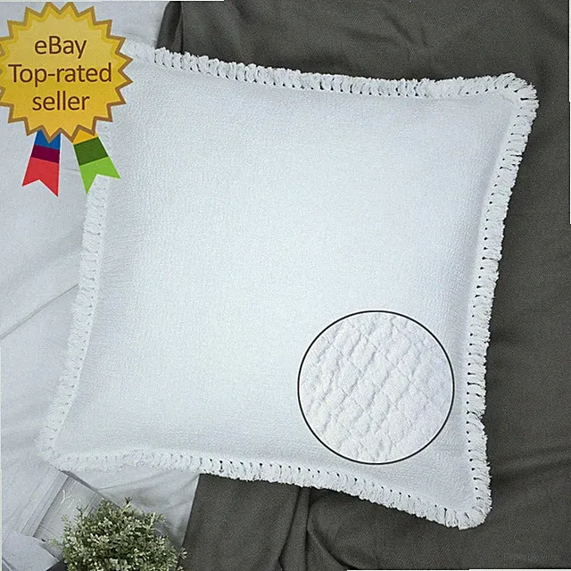 Quilted Euro Sham White Set of 2 Muslin Cotton 26×26 European Pillow Cover