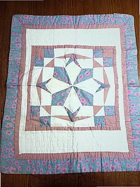 Vtg Arch Quilts Single Patchwork Pillow Sham Pillowcase Blue Green Pink 29x23.5"